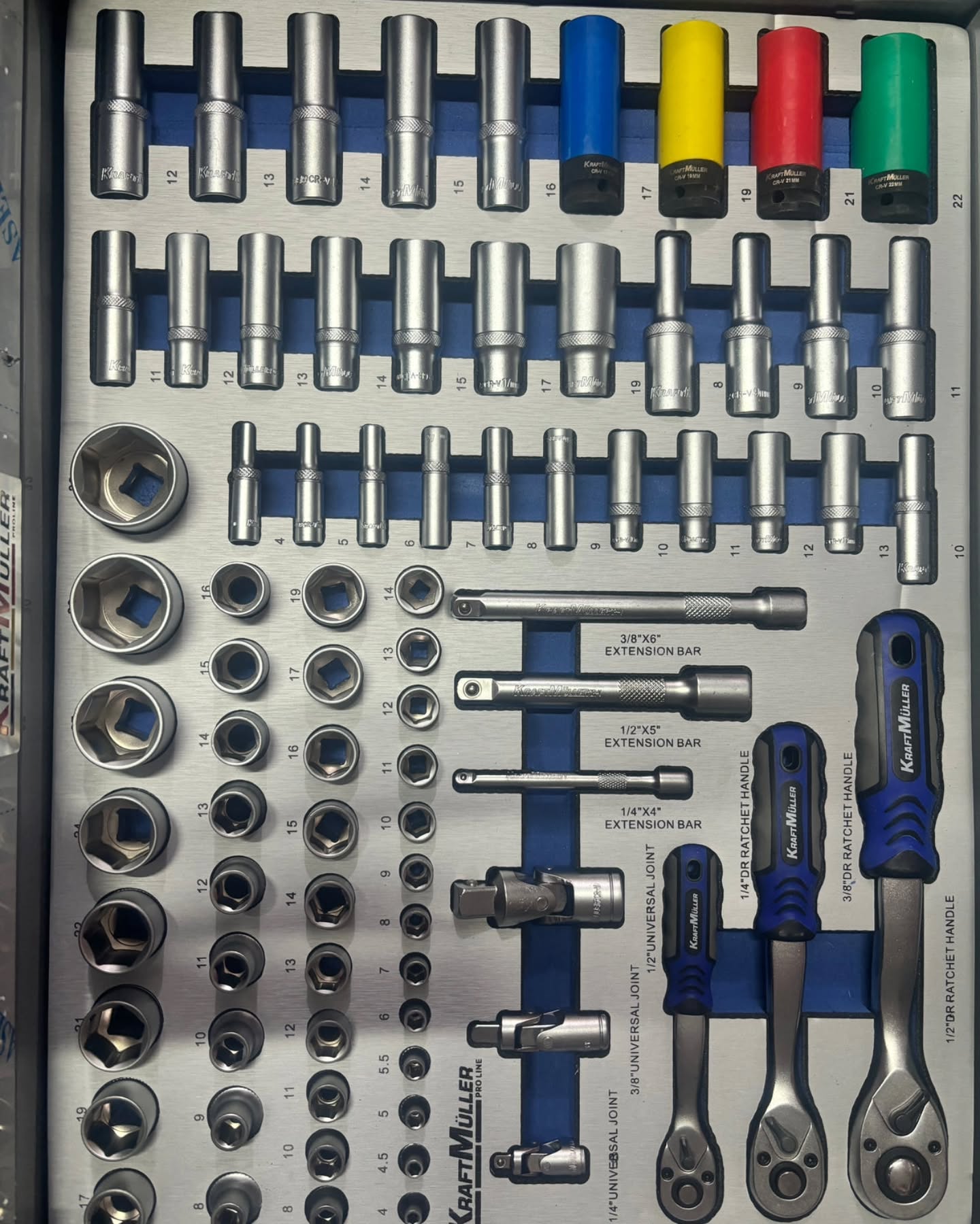 Servante d’atelier Kraftmuller XXL – 8 tiroirs équipés + clé dynamométrique 1/2