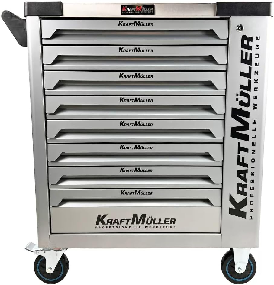 Servante d’atelier Kraftmuller XXL – 8 tiroirs équipés + clé dynamométrique 1/2
