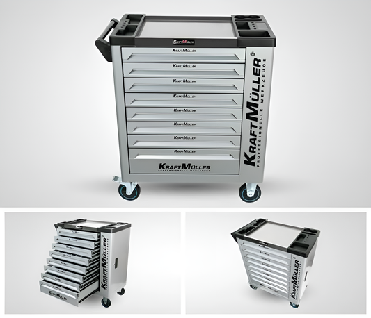 Servante d’atelier Kraftmuller XXL – 8 tiroirs équipés + clé dynamométrique 1/2